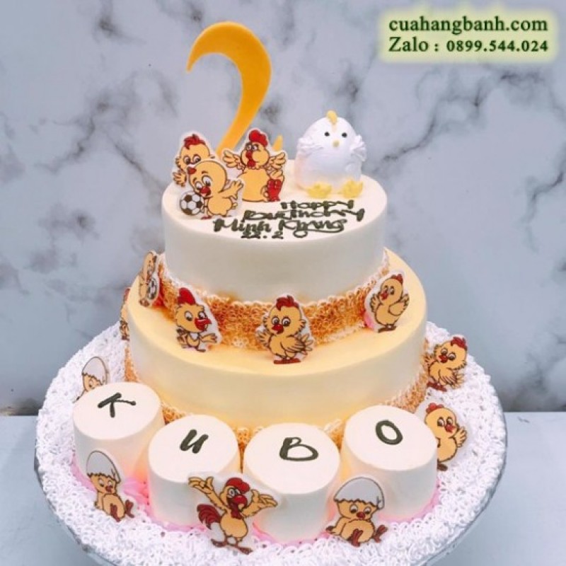 bánh kem thôi nôi cho bé trai 2 tầng